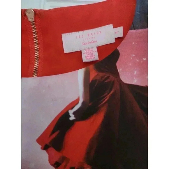 Ted Baker Redosie Rosie Print Dress Red - Picture 10 of 15